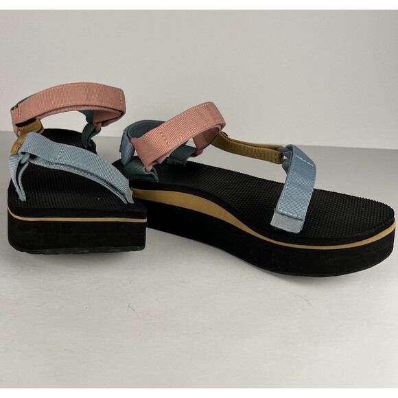 Teva Sz 9 Flatform Universal Light Platform Sandals MultiColor Straps Flip-Flops - Picture 2 of 10